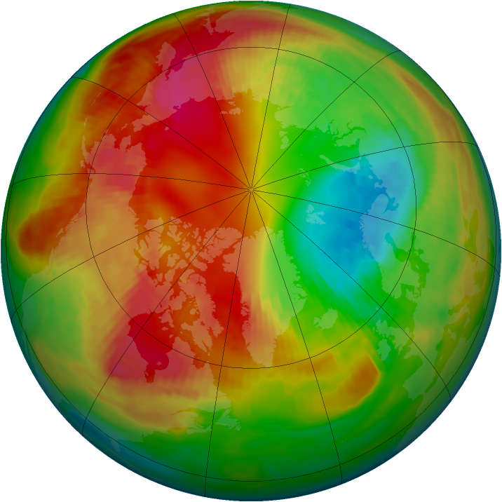 Arctic ozone map for 20 February 1984